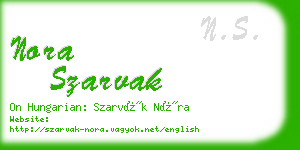 nora szarvak business card